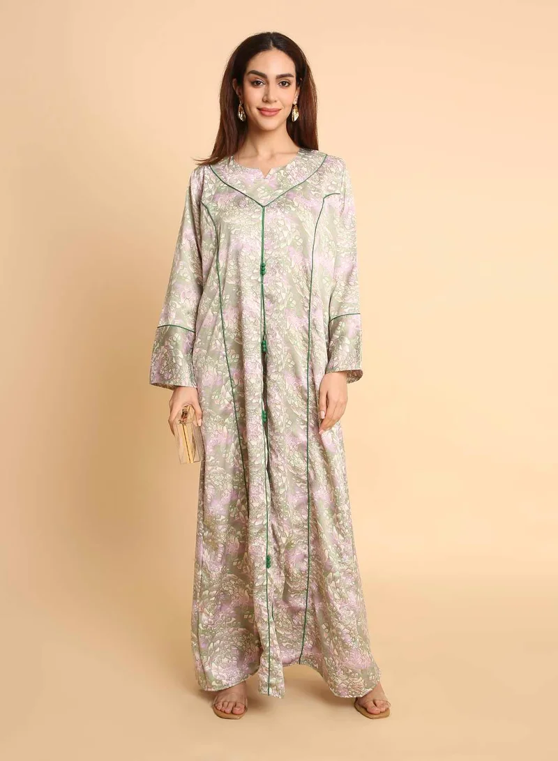 HANA & SARA Womens Trendy Unique Printed Arabic Jalabiya Dress